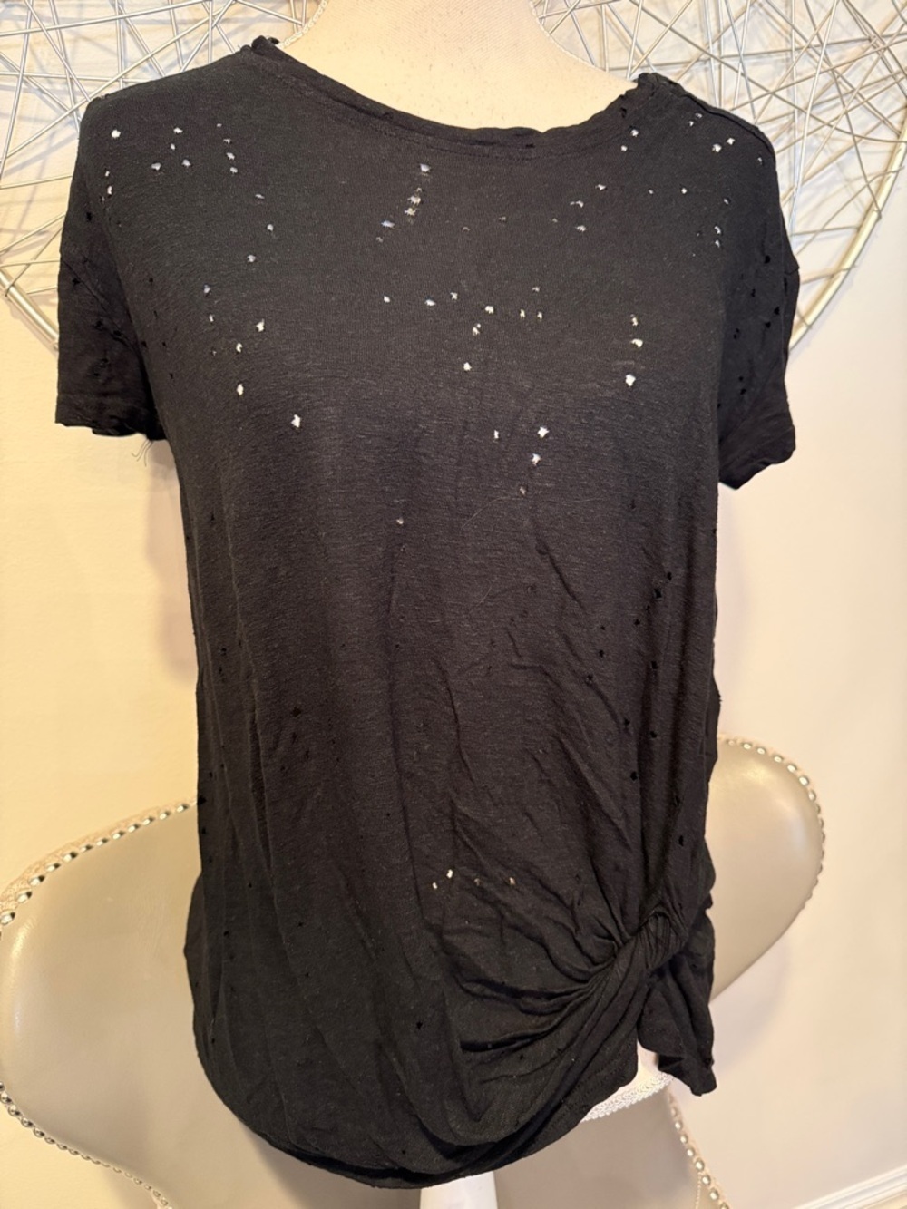 Olivaceous Black Distressed T-Shirt w/ Holes